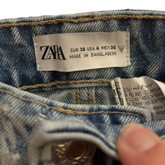 Zara Cut Off Button Fly High Rise Denim Shorts Size 4 - Picture 5 of 6